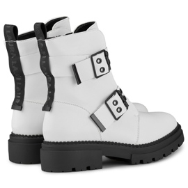 Botas trabajadoras de mujer lacadas con hebillas, blanco 250007W-PU 5