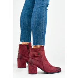 Botines de mujer en ante, burdeos, 260041WI-SU rojo 3