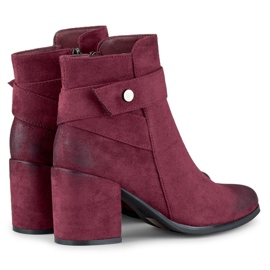 Botines de mujer en ante, burdeos, 260041WI-SU rojo 5