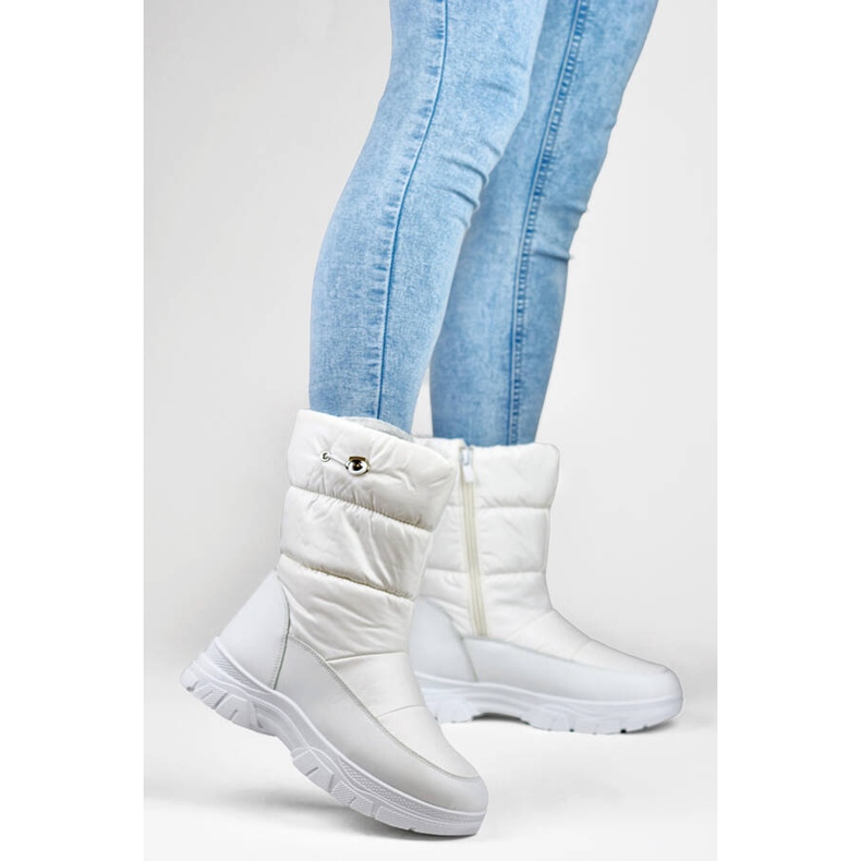 Botas de nieve de mujer con puño, blanco 3537W 2