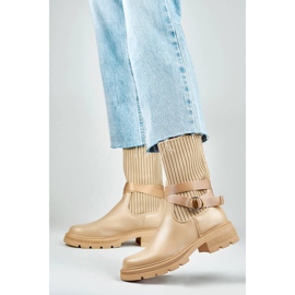 Botas de mujer con parte superior flexible, sin aislamiento, beige YQ41KH 1