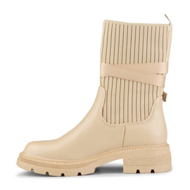 Botas de mujer con parte superior flexible, sin aislamiento, beige YQ41KH 3