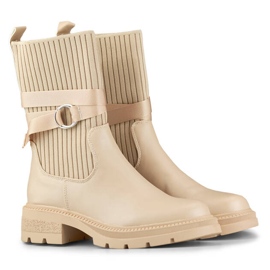 Botas de mujer con parte superior flexible, sin aislamiento, beige YQ41KH 4