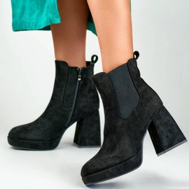 Botines de mujer de ante, negro, 7987B beige 6