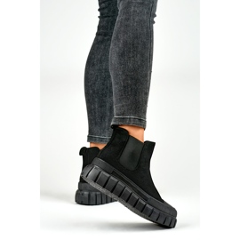 Botas Chelsea de mujer botines sin cordones de ante negro A1006B 2