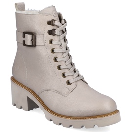 Botas cómodas de piel con tacón alto y aislamiento, beige Remonte D0A74-60 15
