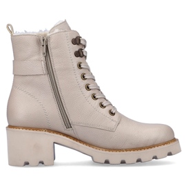 Botas cómodas de piel con tacón alto y aislamiento, beige Remonte D0A74-60 16