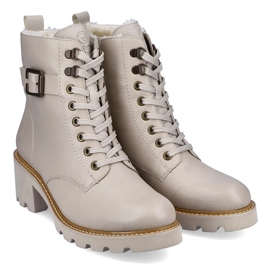 Botas cómodas de piel con tacón alto y aislamiento, beige Remonte D0A74-60 3