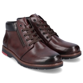 Botas de hombre cómodas de piel forradas de lana, marrón Rieker 10502-25 1