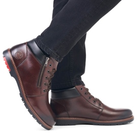Botas de hombre cómodas de piel forradas de lana, marrón Rieker 10502-25 4