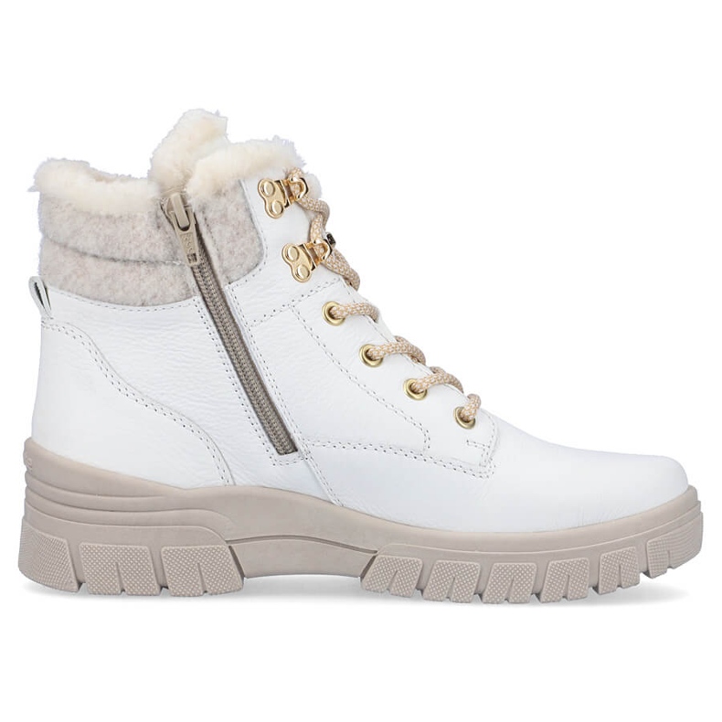 Botines de mujer impermeables de piel con aislamiento de lana, blanco Remonte D0E71-80 1
