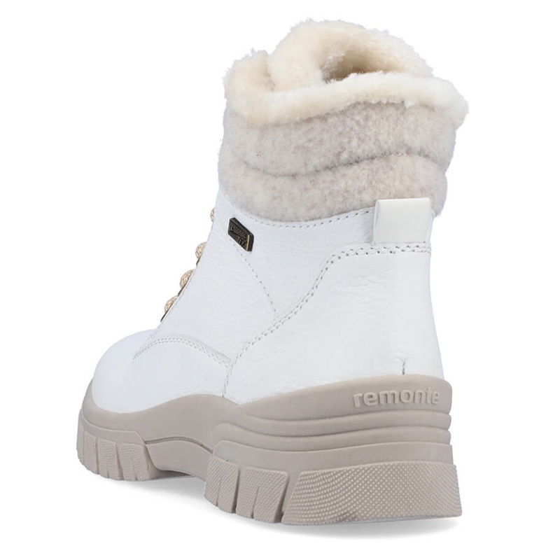 Botines de mujer impermeables de piel con aislamiento de lana, blanco Remonte D0E71-80 2
