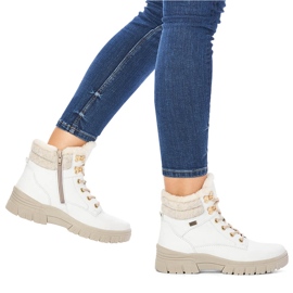 Botines de mujer impermeables de piel con aislamiento de lana, blanco Remonte D0E71-80 7