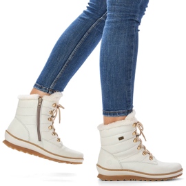Botines de mujer impermeables de piel con aislamiento de lana, blanco Remonte R8480-80 6