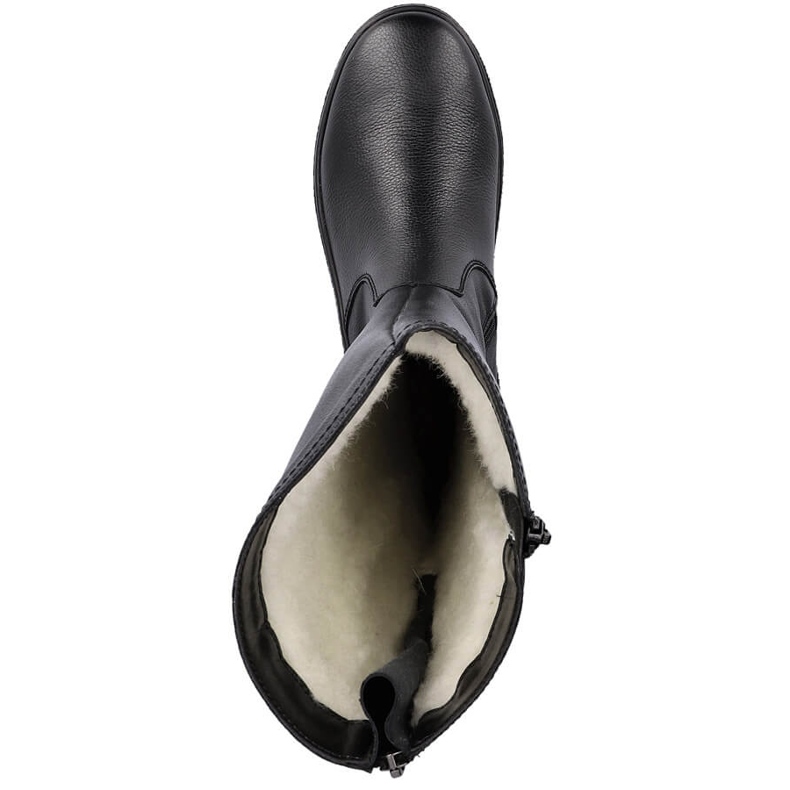 Botas de nieve impermeables de piel con aislamiento de lana de oveja Rieker negro 1