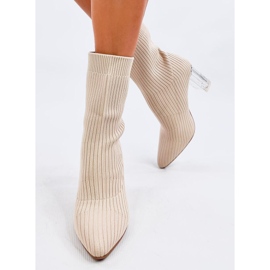 Destani Botas calcetín beige con tacón transparente 2