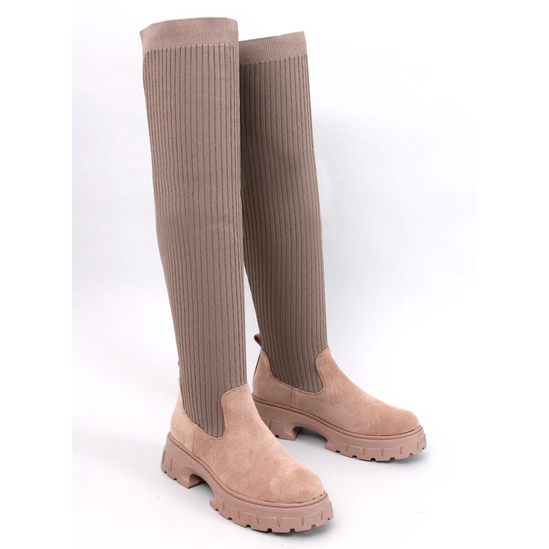 Botas tipo calcetín Trotter caqui beige 1