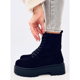 Burse Botines negros con plataforma y cordones 4