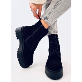 Burse Botines negros con plataforma y cordones 5