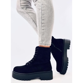 Burse Botines negros con plataforma y cordones 3