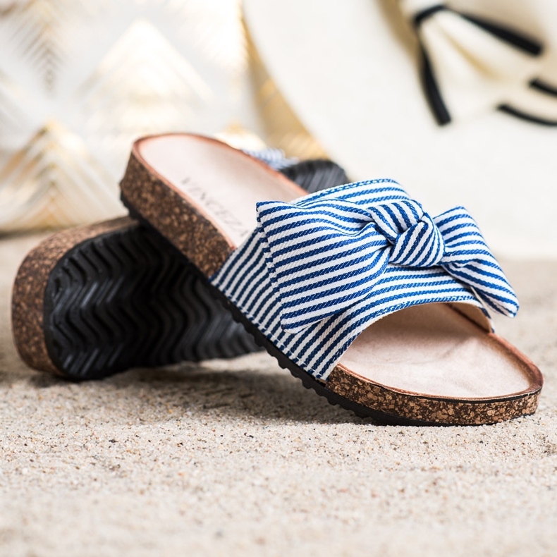 Sandalias Vinceza a rayas blanco azul 1