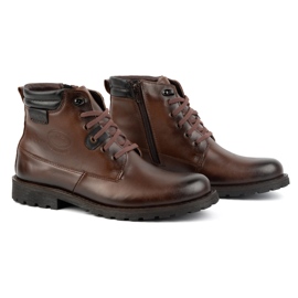 Olivier Zapatos de invierno para hombre, botines de piel 754, marrón oscuro 4