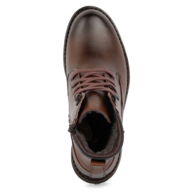 Olivier Zapatos de invierno para hombre, botines de piel 754, marrón oscuro 7
