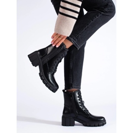 Botines mujer con cordones negro 3