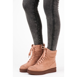 Vices Botas con cordones en la plataforma rosa 1