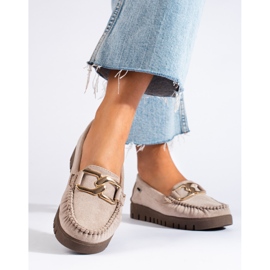 Goodin Mocasines mujer ante beige 3