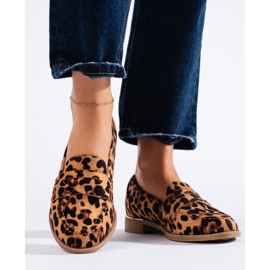 Mocasines de mujer Shelovet en ante leopardo beige 1