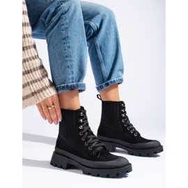 Botines Shelovet de ante con cordones negros 1