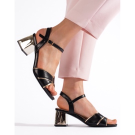 Goodin Sandalias mujer tacón negro y dorado 1 Goodin Sandalias mujer tacón negro y dorado 1