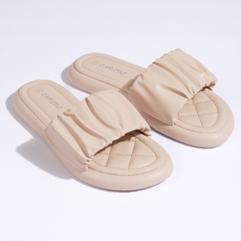 Chanclas mujer volantes beige 1