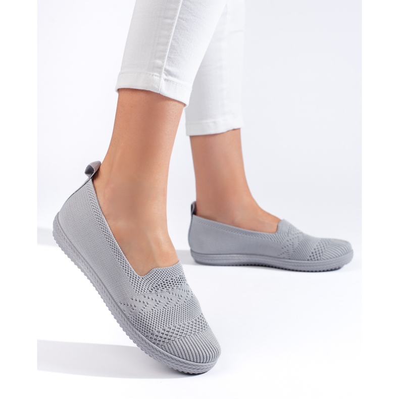 Slip-on de mujer de tejido gris 1