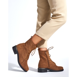 Botines de mujer marrones con cordones y tacón bajo marrón 3