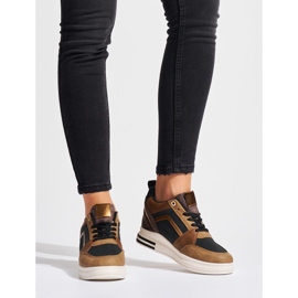Deportivas de mujer en color marrón y negro con cuña oculta 1