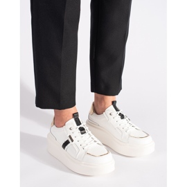 Zapatillas de piel con plataforma blanca. blanco 4