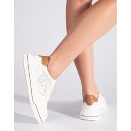 Deportivas piel caladas blancas blanco 2