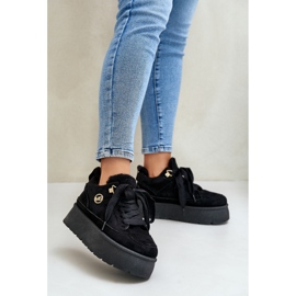 Zapatillas de mujer forradas de pelo con plataforma Velaririsea negra negro 2