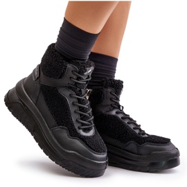 Zapatillas de mujer con plataforma y piel de oveja Lee Cooper LCJ-24-47-3145 Negro 8