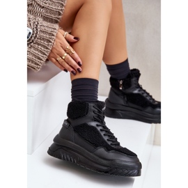 Zapatillas de mujer con plataforma y piel de oveja Lee Cooper LCJ-24-47-3145 Negro 5
