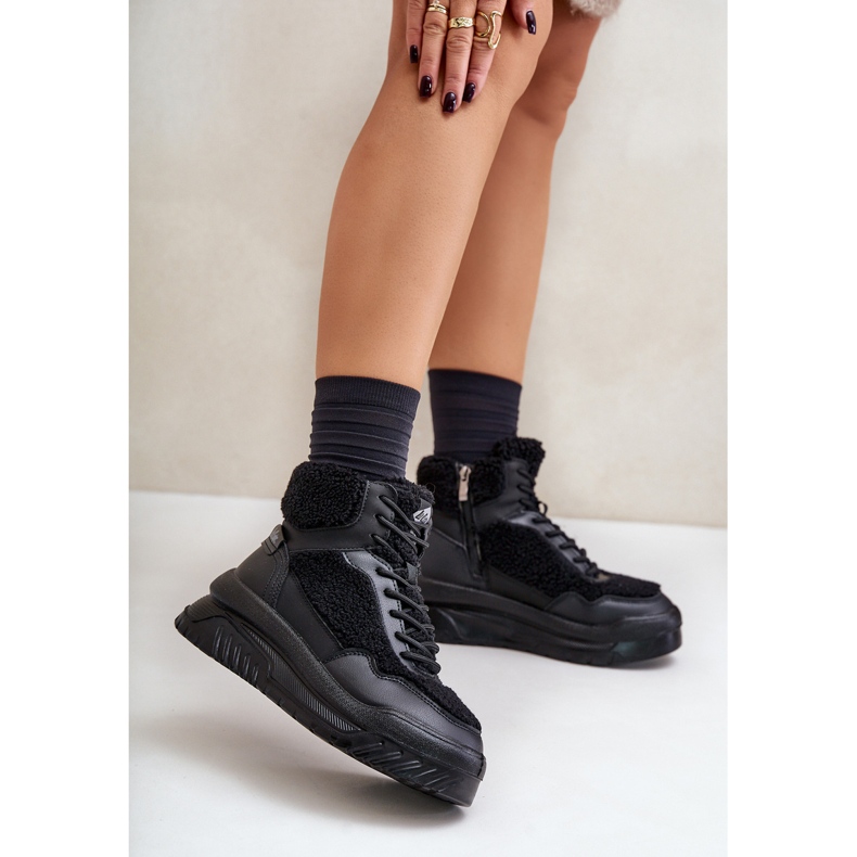 Zapatillas de mujer con plataforma y piel de oveja Lee Cooper LCJ-24-47-3145 Negro 2