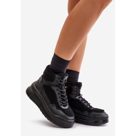 Zapatillas de mujer con plataforma y piel de oveja Lee Cooper LCJ-24-47-3145 Negro 1