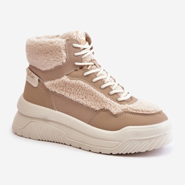Zapatillas De Mujer Con Plataforma Y Piel De Oveja Lee Cooper LCJ-24-47-3146 Beige 4