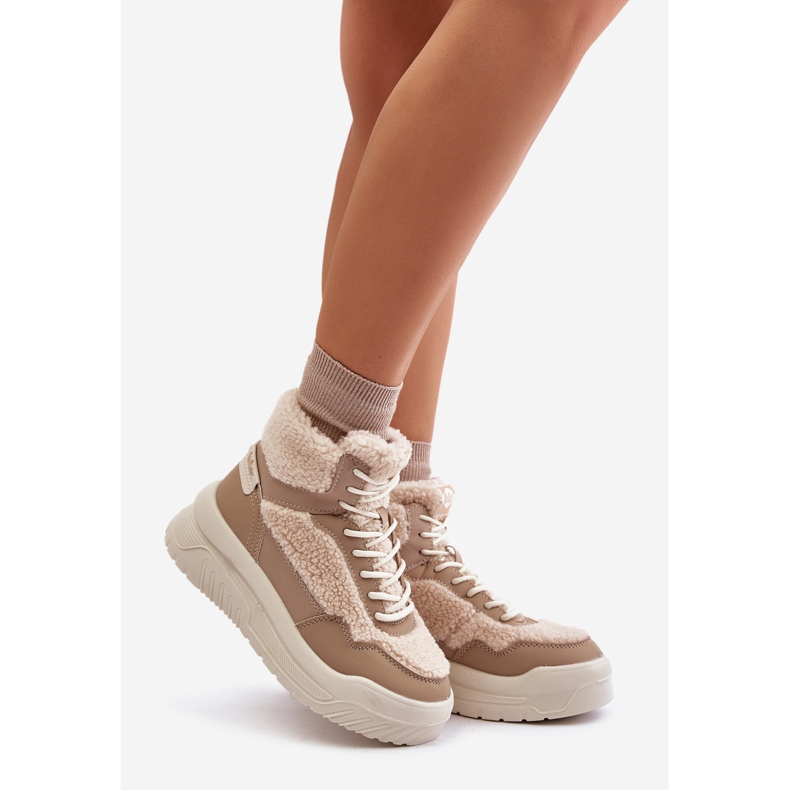 Zapatillas De Mujer Con Plataforma Y Piel De Oveja Lee Cooper LCJ-24-47-3146 Beige 1