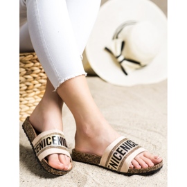 Chanclas Vinceza Fashion beige 2