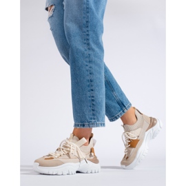 Zapatillas de moda con cordones beige 3