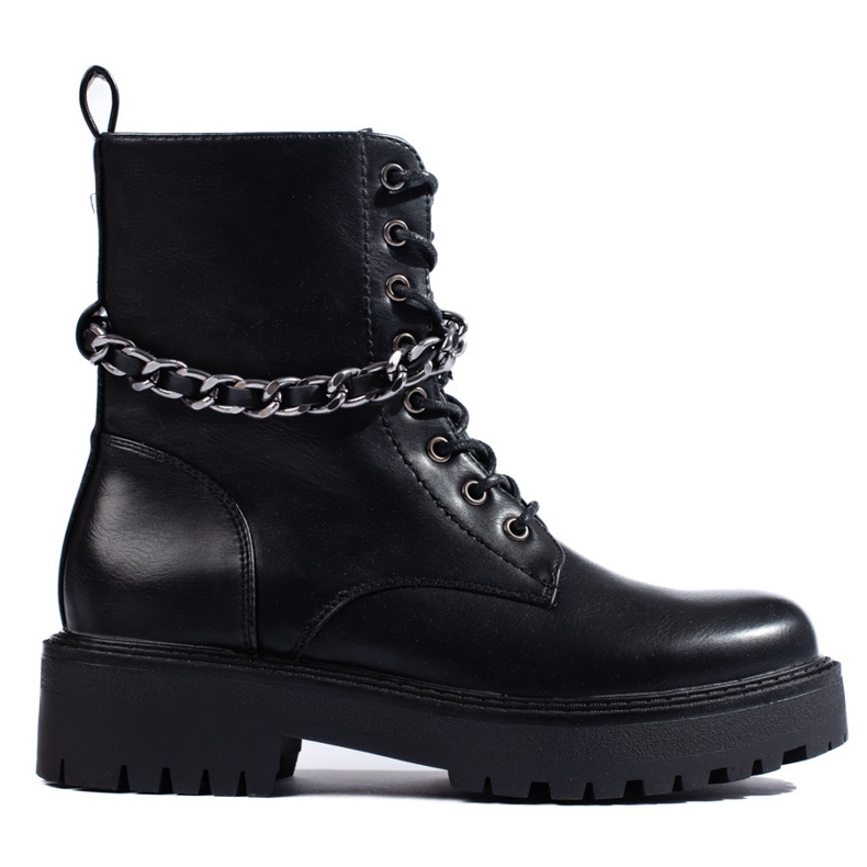 Bolsos de mujer negros con cadena fabricados en piel ecológica. 1