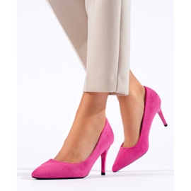 Goodin Zapatos de salón de mujer rosas con tacón alto. 1